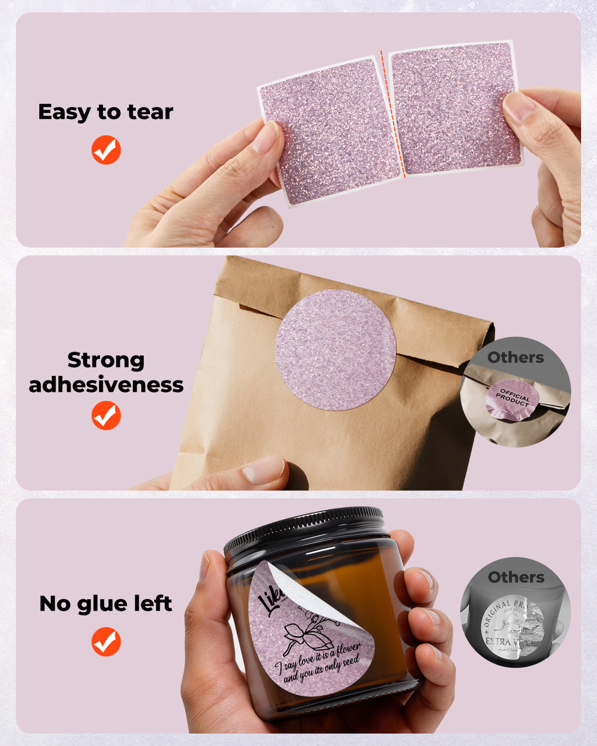 MUNBYN 2" Glitter Round Thermal Labels (100/Roll)
