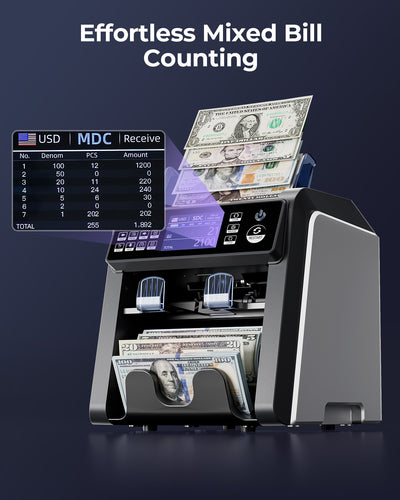 MUNBYN IMC08 money counter machine with mixed bill counting