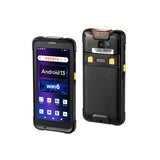 MUNBYN IPDA101 Android barcode scanner in black with 2D scanning capabilities, shown in a close-up image.