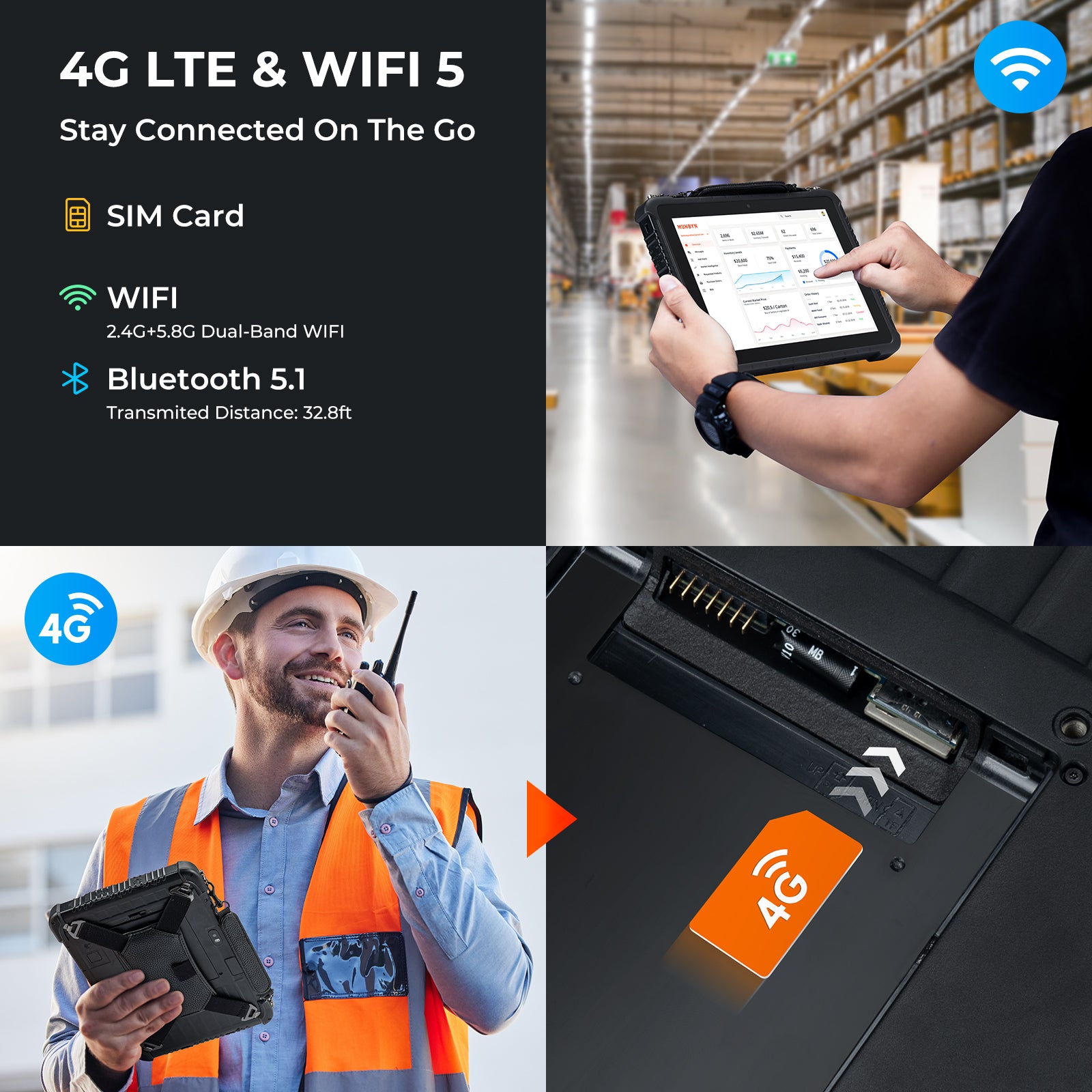 MUNBYN IRT08 Rugged Tablet for Field and Warehouse Work