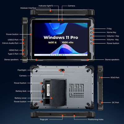 MUNBYN IRT14 10.1" Rugged Windows Tablet with 1000-Nit Display