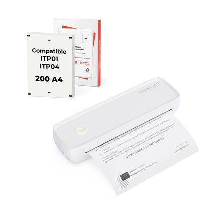 MUNBYN ITP04 Inkless A4 Portable Wireless Printer Kit - White