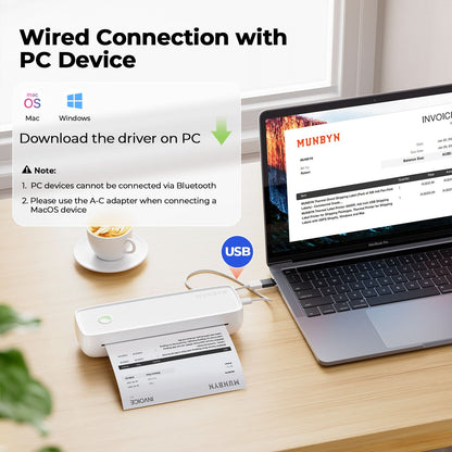 Munbyn Anywhere Office Kit ITP04 A4 Document Printer + MC240 Bluetooth Label Printer