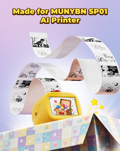 MUNBYN SP01 AI Printer Thermal Sticker Paper Refill | 2.2" x 122", 3 Rolls