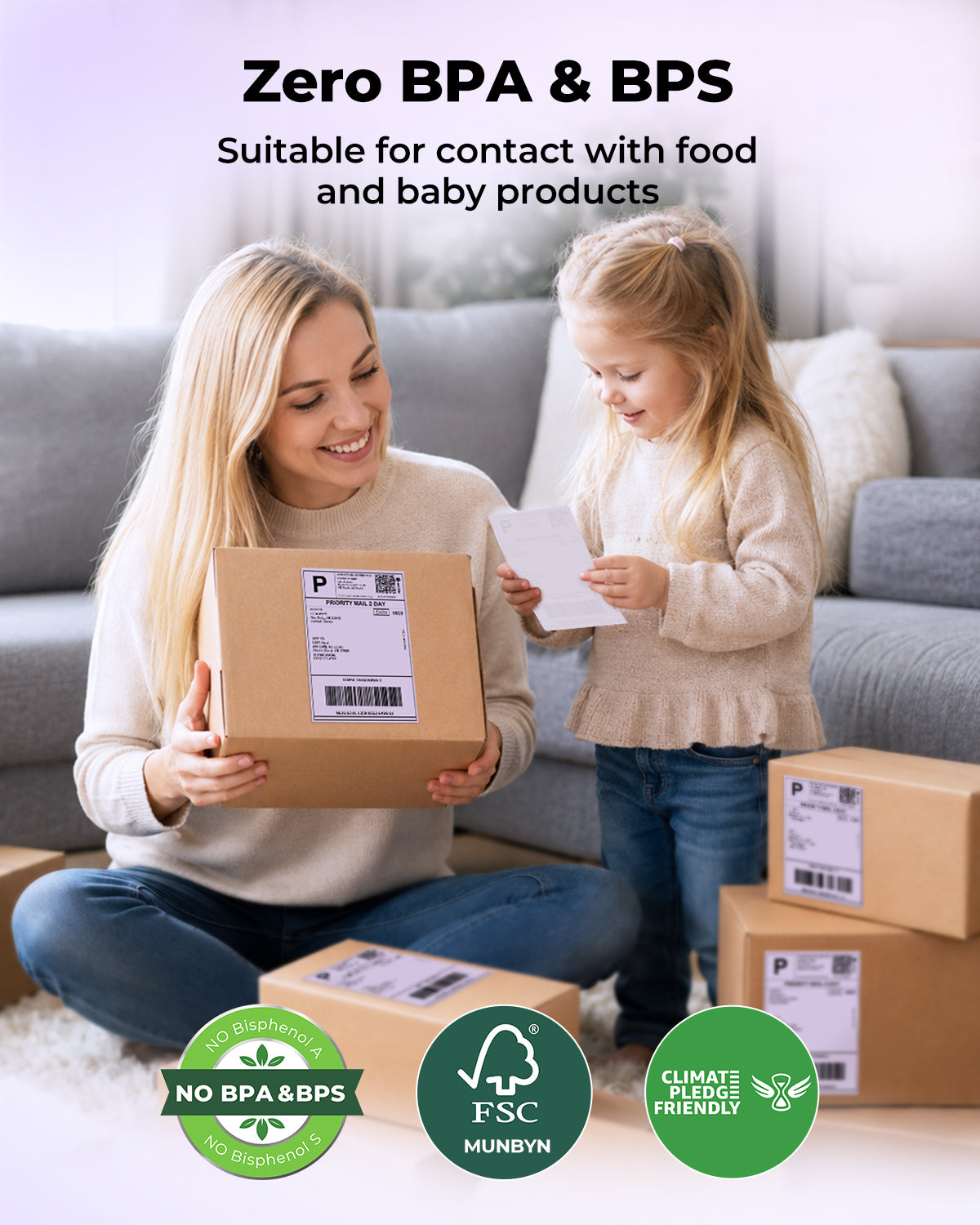 MUNBYN 4x6 Fan-Fold Direct Thermal Shipping Labels for Ecommerce Orders
