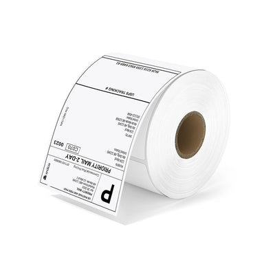 White 4x6 shipping labels printed on Munbyn label printer paper, ready for shipping and mailing purposes.