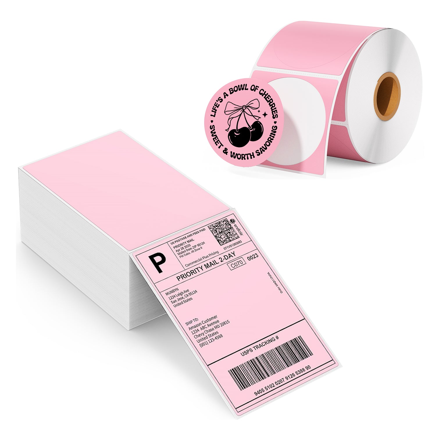 MUNBYN 4x6 Shipping Labels & 2" Round Thermal Labels Combo
