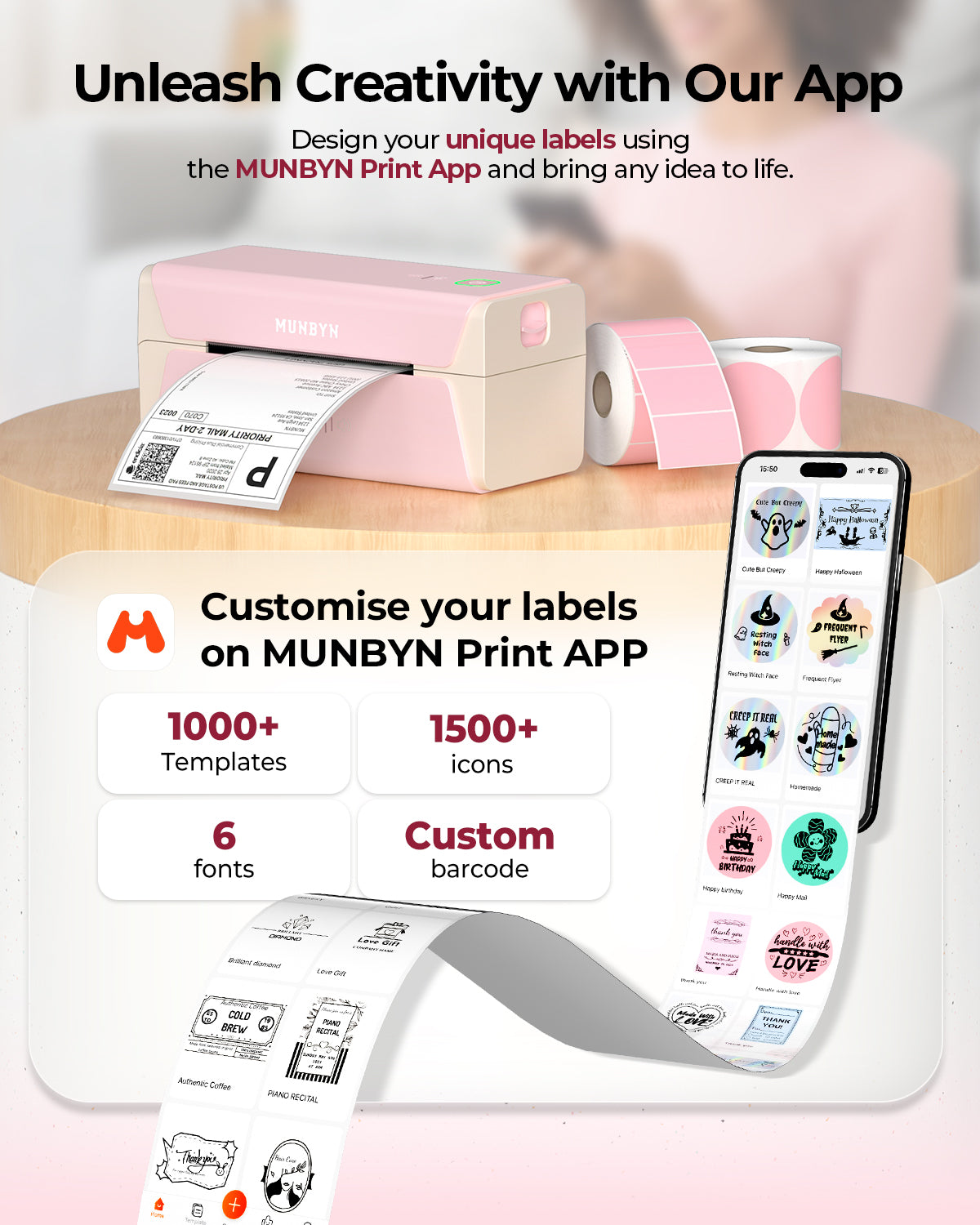 MUNBYN RealWriter 401AP AirPrint Wireless Thermal Label Printer 300DPI