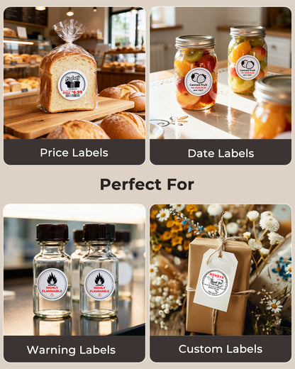 MUNBYN 2" Round Dual Color Blue&Black Red&Black Thermal Labels 150/Roll