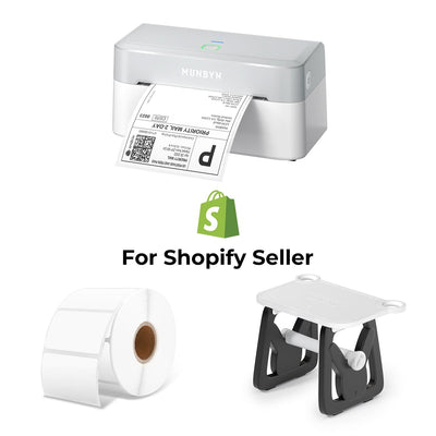 MUNBYN RealWriter 403B Bluetooth Printer & Rectangle Labels Shopify Product Labeling Modern Kit