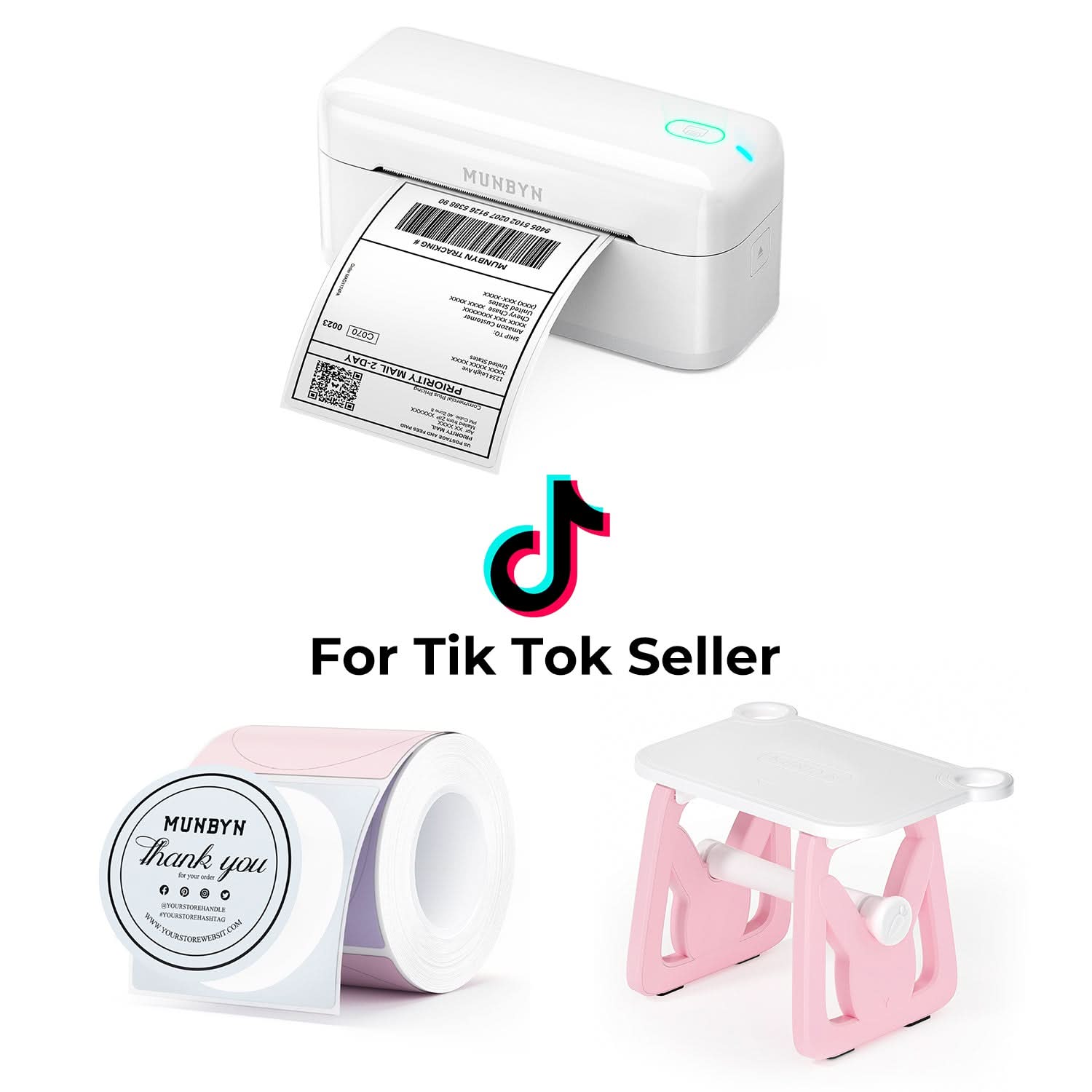 MUNBYN RealWriter 402B Bluetooth Printer & Morandi Labels TikTok Packaging & Branding Elegant Kit