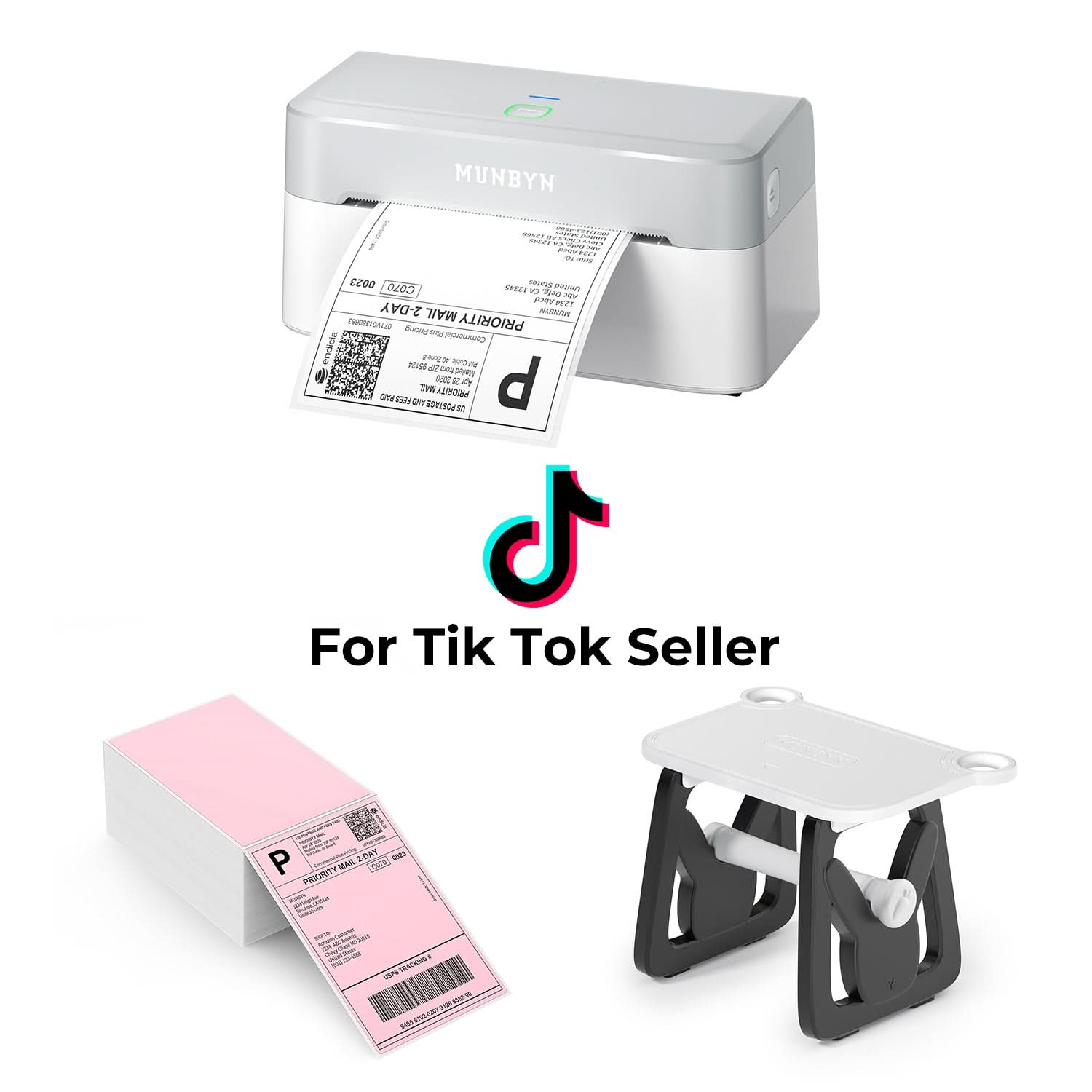 MUNBYN RealWriter 403B Wireless Printer & 4x6 Labels TikTok Shipping Modern Kit