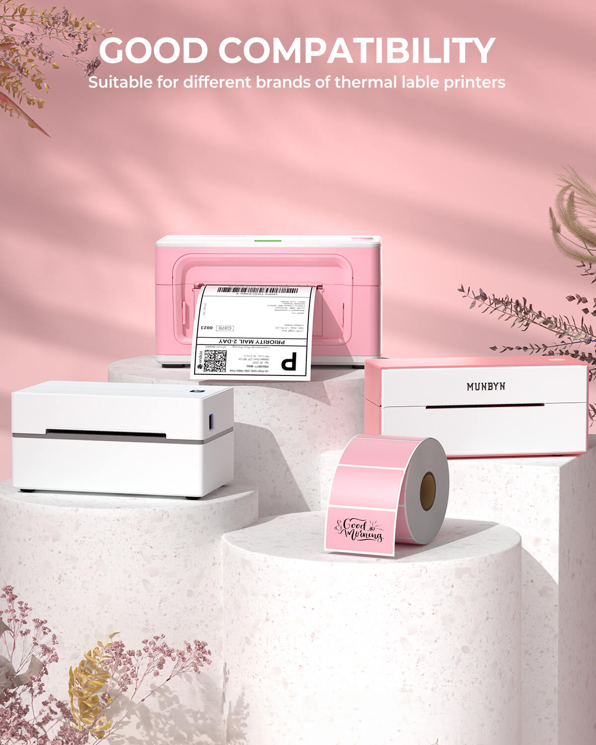 MUNBYN 2.25"x1.25" Generic Rectangle Series Thermal Labels (1000/Roll)