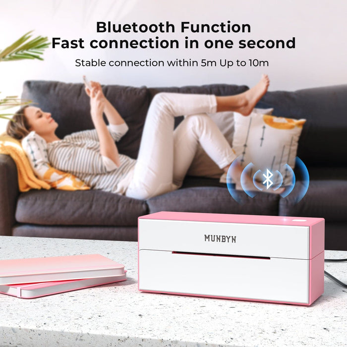 MUNBYN Bluetooth printer can maintain a stable Bluetooth connection within five to ten meters.