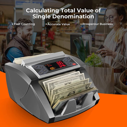 MUNBYN IMC03 Money Counter Machine Count Value of Bills, USD/EUR, UV/MG/IR/DD/DBL/HLF/CHN Counterfeit Detection Bill Counter, Add Batch 1,300 Bills/Min, External Display Cash Counter