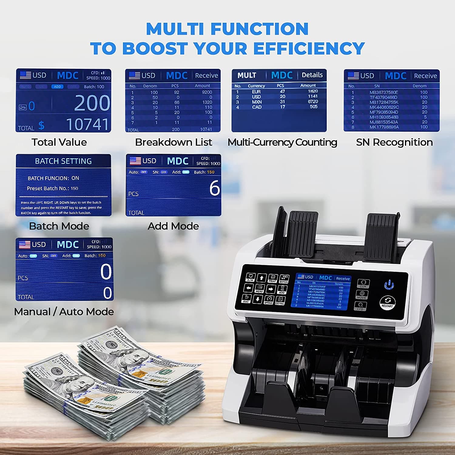 Mixed Denomination Money Counter Machine and Sorter and Cash Counter IMC01