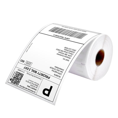 MUNBYN 4" x 6" shipping roll labels printed on label printer paper, ready for shipping and mailing purposes.