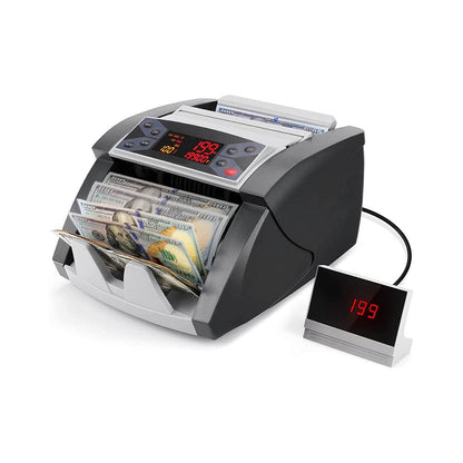 MUNBYN IMC03 Money Counter Machine Count Value of Bills, USD/EUR, UV/MG/IR/DD/DBL/HLF/CHN Counterfeit Detection Bill Counter, Add Batch 1,300 Bills/Min, External Display Cash Counter