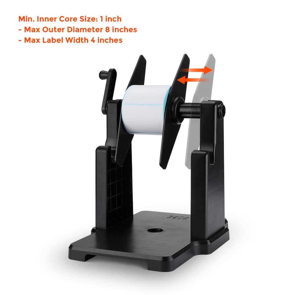 The minimum inner core size of the label holder for roll labels is one inch, and the maximum width of the label is 4 inches.